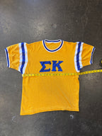 Vintage 1960s Yellow Durene Short Sleeve Jersey T-Shirt Sz. M