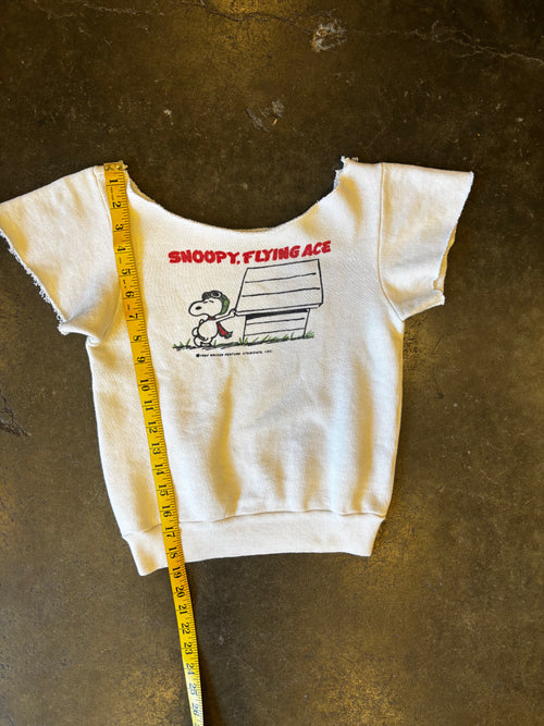 CHOPPED | Vintage 1960s Peanuts 'Snoopy, Flying Ace' Sweatshirt Sz. S