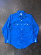 Vintage 1970s MARLBORO Royal Blue Western Shirt Sz. M