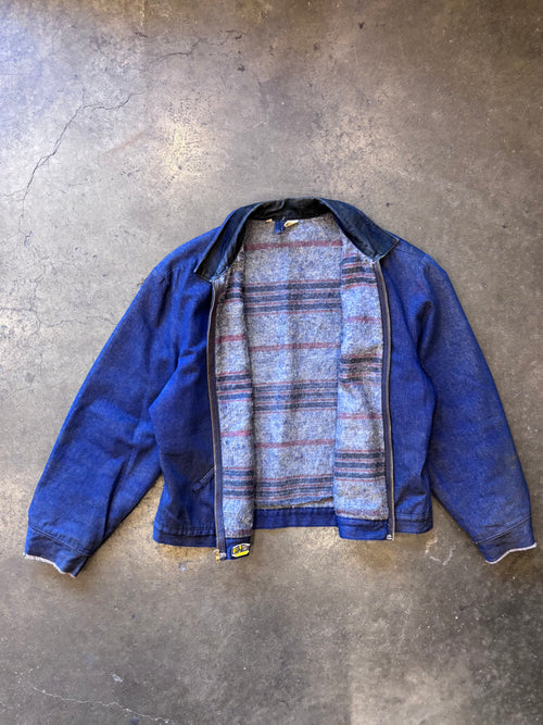 1960s/1970s WRANGLER Blue Bell Zip-Up Blanket Lined Denim Work Jacket Sz. 46 (XL)