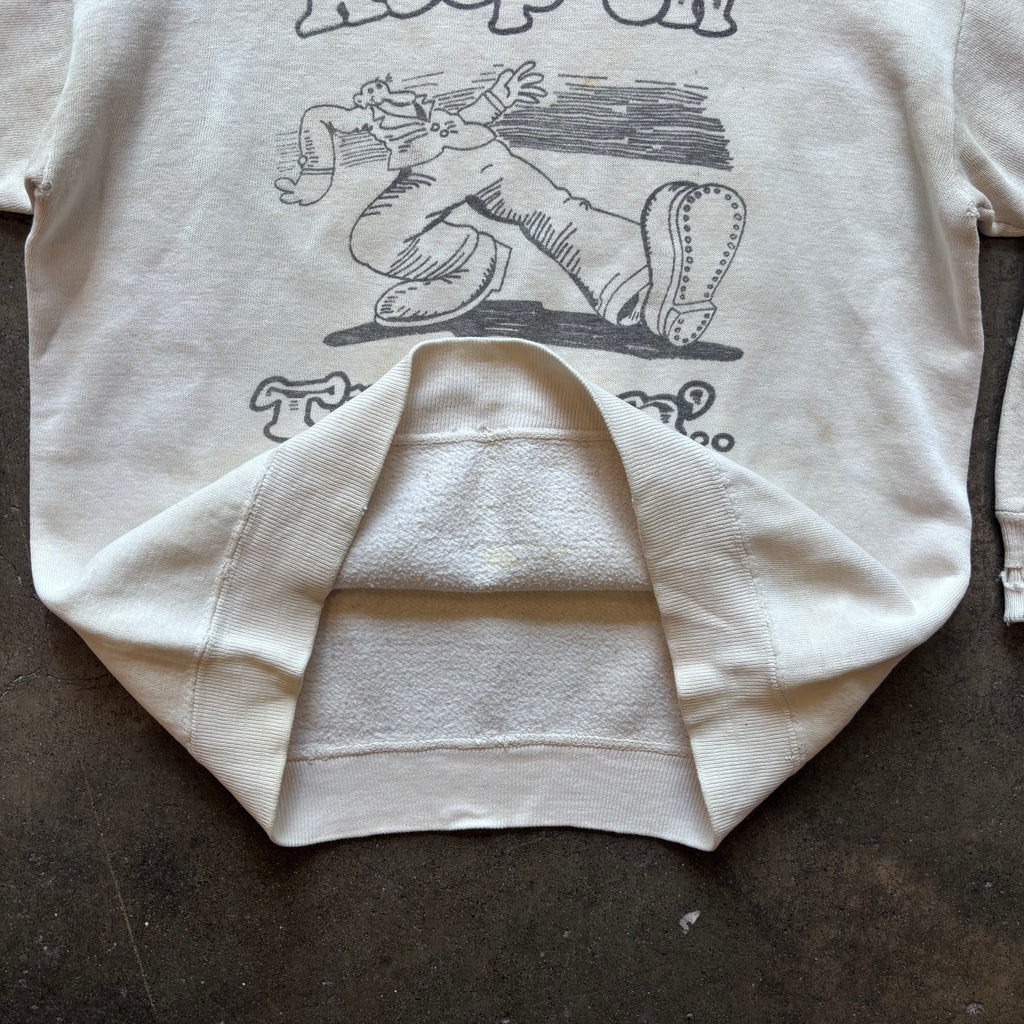 THRASHED | 1970s Robert Crumb "Keep on Truckin" Sweatshirt Sz. M