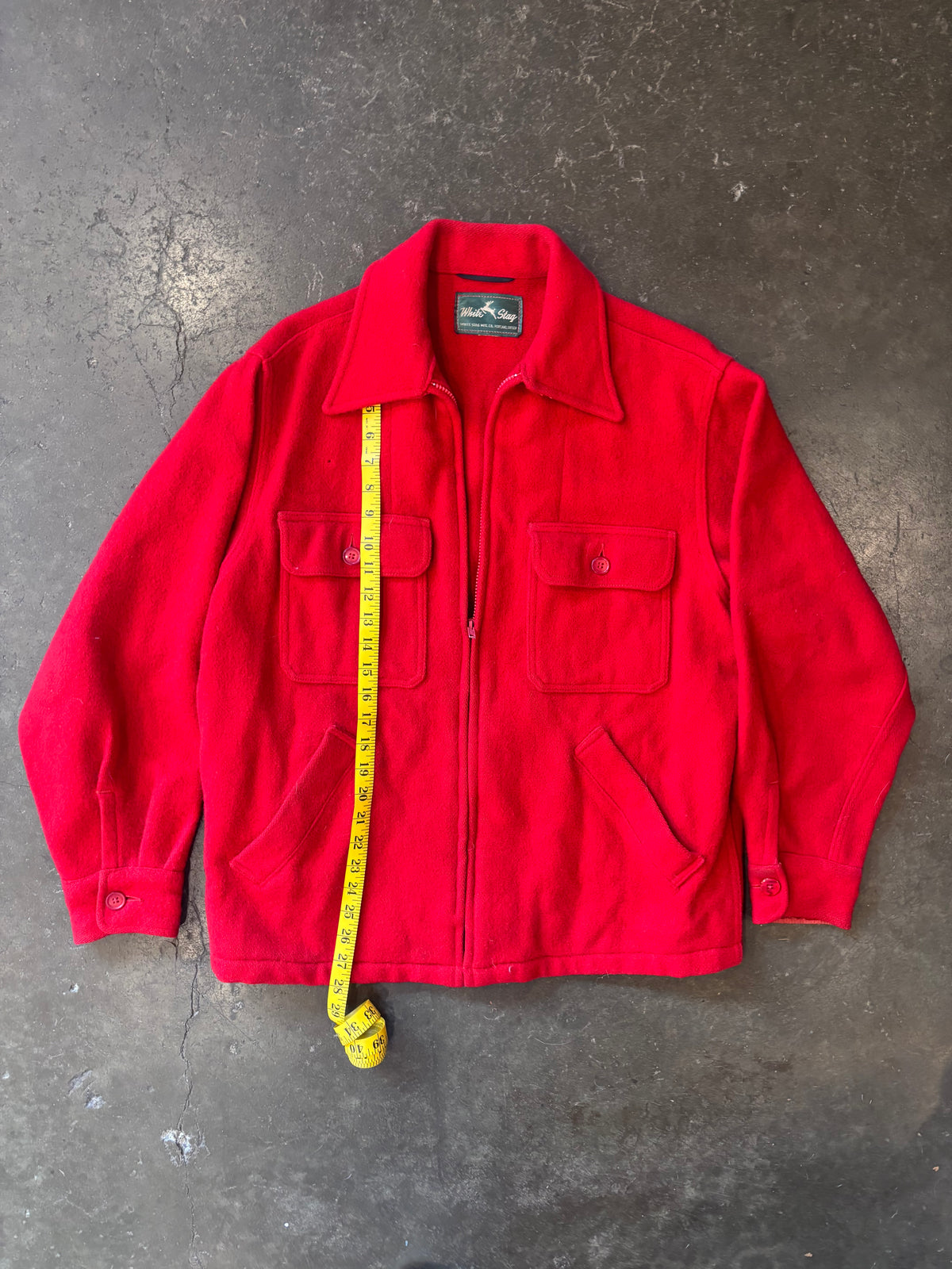 Vintage 1970s WHITE STAG Red Wool Zip-Up Mackinaw Jacket Sz. M