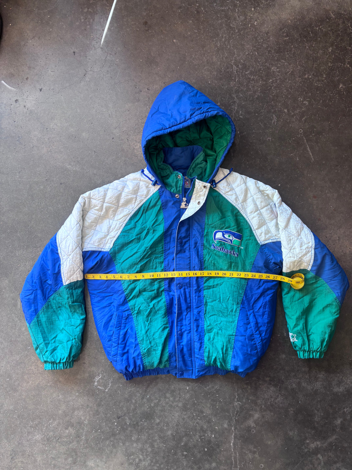 Vintage 1990s Seattle Seahawks STARTER Quarter-Zip Parka Jacket Sz. XL
