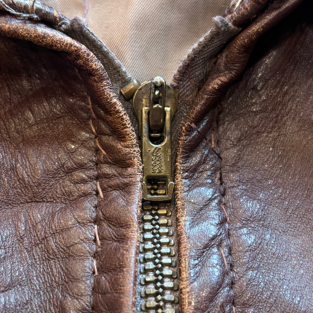1950s A-2 Style Horsehide Leather Bomber Zip-Up Jacket Sz. M