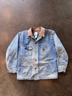 1990s CARHARTT Denim Chore Coat/Jacket Sz. L | Made in USA