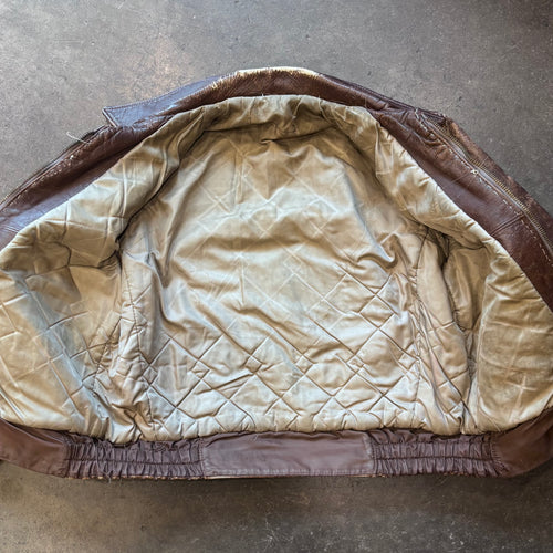 1950s A-2 Style Horsehide Leather Bomber Zip-Up Jacket Sz. M