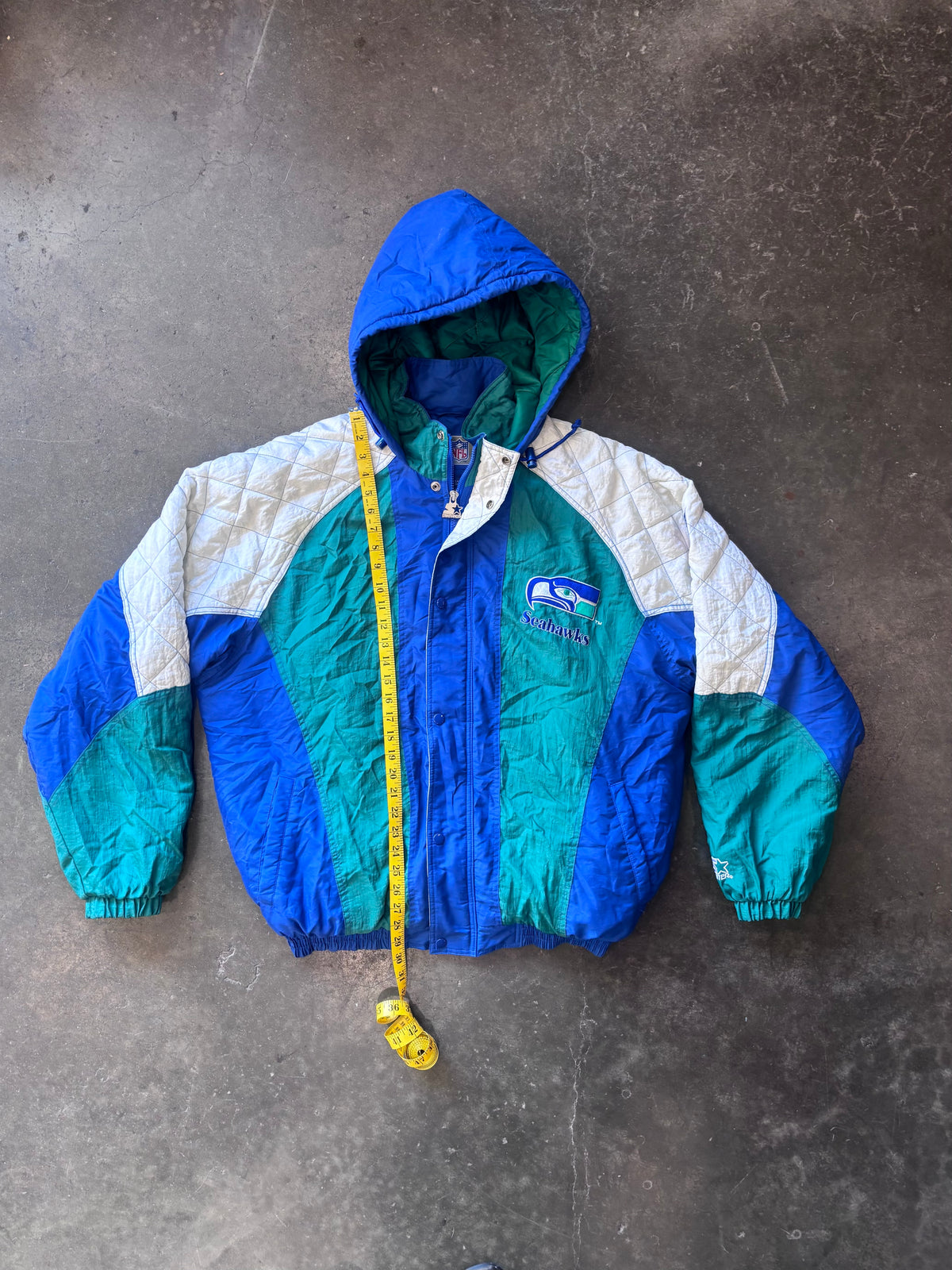 Vintage 1990s Seattle Seahawks STARTER Quarter-Zip Parka Jacket Sz. XL