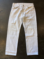 Vintage 1990s White LEVI 501 Denim Jeans Sz. 32" (Measured) | Made in USA