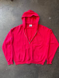 Vintage 1990s LEE Red Zip-Up Hoodie Sweatshirt Sz. XL | Made in USA