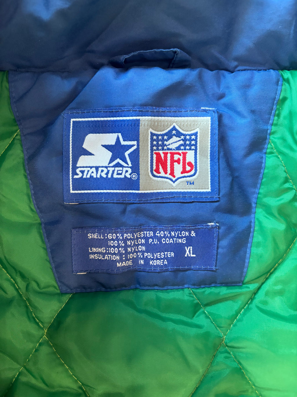 Vintage 1990s Seattle Seahawks STARTER Quarter-Zip Parka Jacket Sz. XL