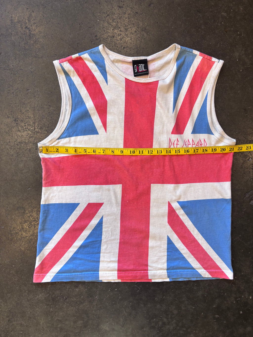 Vintage 1990s GIANT Def Leppard 'Union Jack' Tank-Top Sz. L