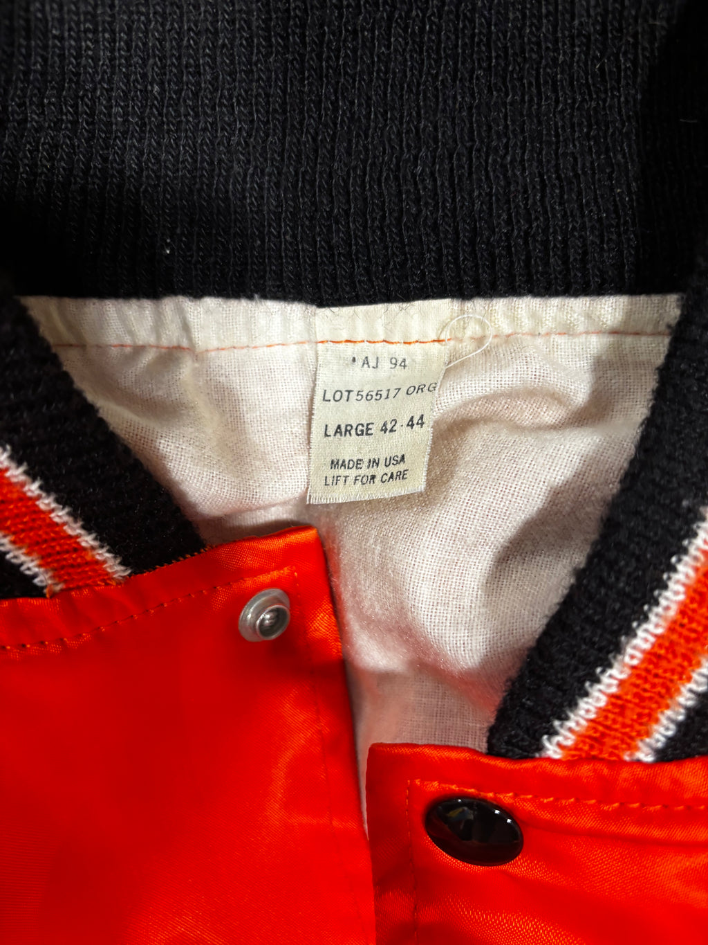 Vintage 1980s KIRO SPORTS TV Orange Satin Chain Stitched Coaches Jacket Sz. L
