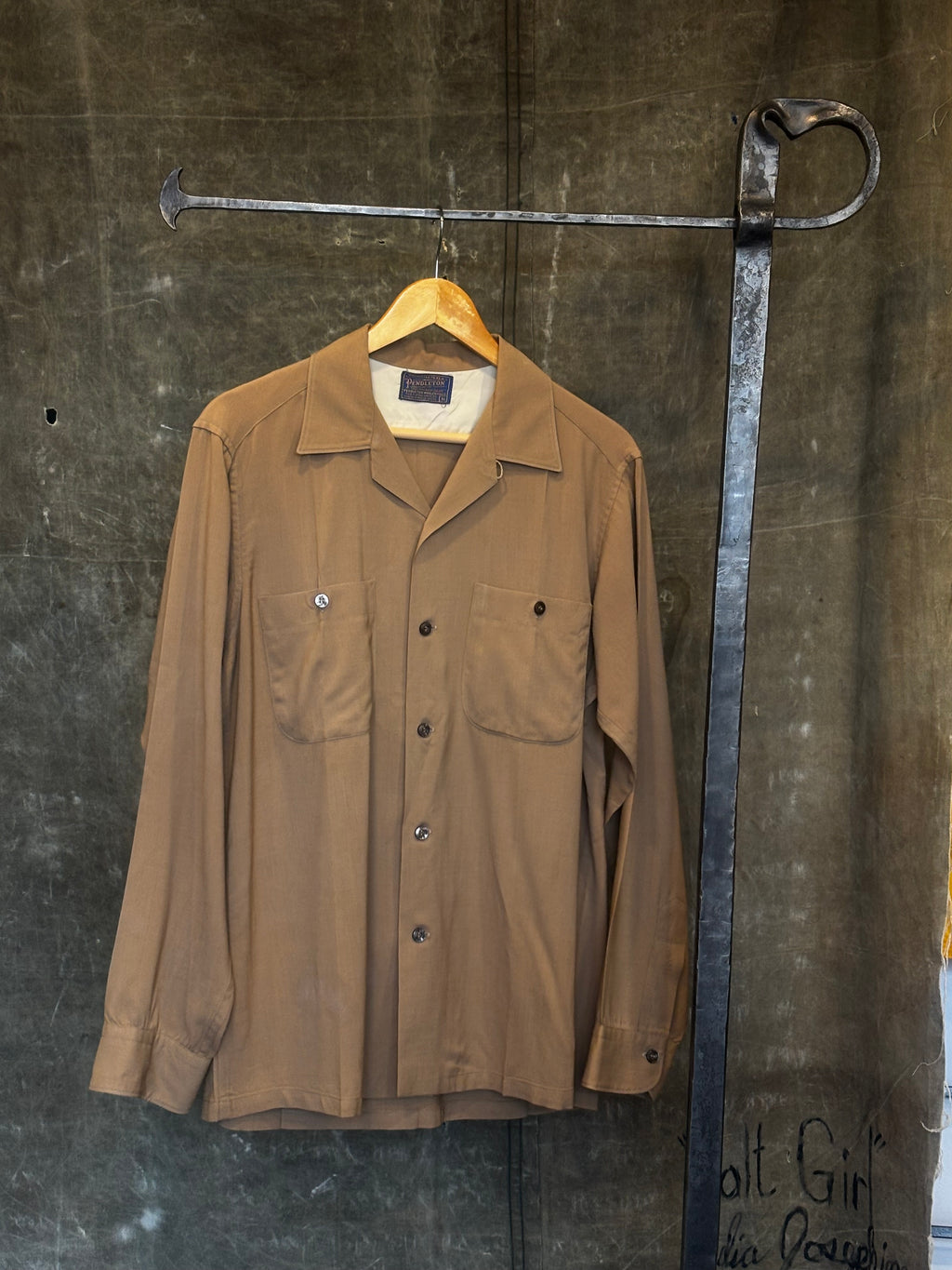 Vintage 1950s PENDLETON Gabardine Loop Collar Button-Up Sz M