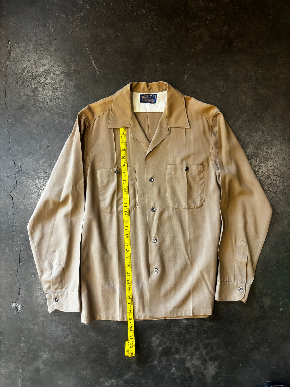 Vintage 1950s PENDLETON Gabardine Loop Collar Button-Up Sz M