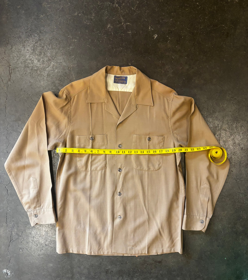 Vintage 1950s PENDLETON Gabardine Loop Collar Button-Up Sz M