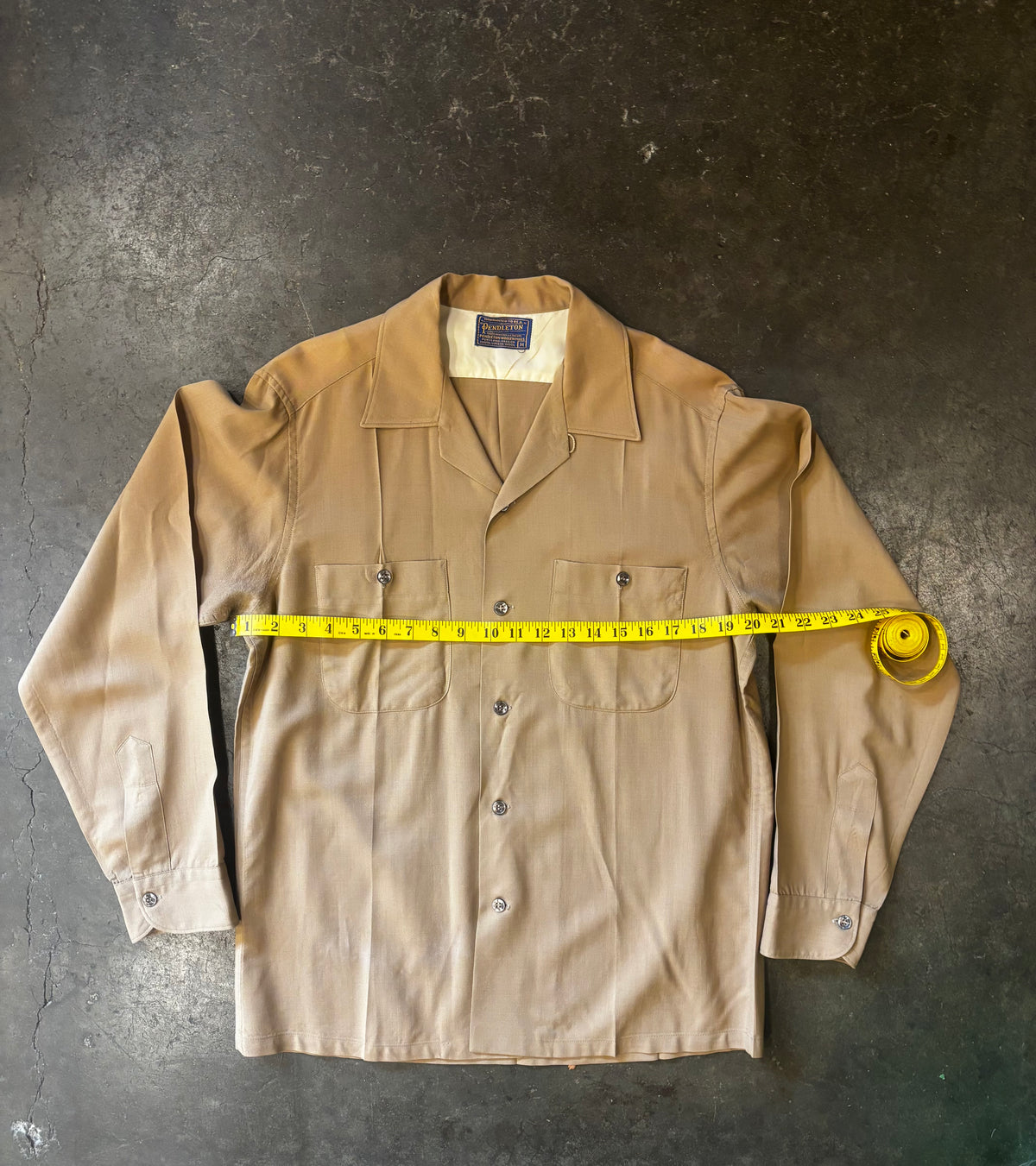 Vintage 1950s PENDLETON Gabardine Loop Collar Button-Up Sz M