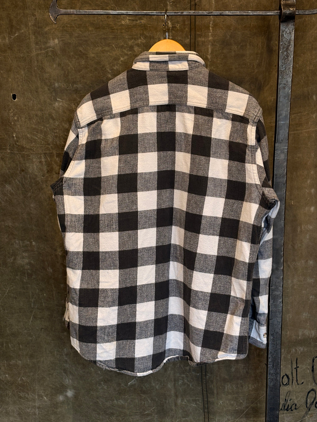 Vintage 1990s St. JOHN'S BAY Heavy B&W Plaid Cotton Flannel Sz. XL