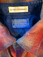 Vintage 1970s PENDLETON Ombre Plaid Pearl Snap Western Flannel Shirt Sz. L