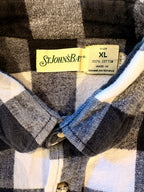 Vintage 1990s St. JOHN'S BAY Heavy B&W Plaid Cotton Flannel Sz. XL