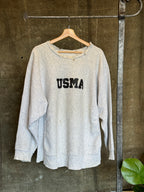 Vintage CHAMPION 'USMA' Grey Reverse Weave Sweatshirt Sz. L/XL