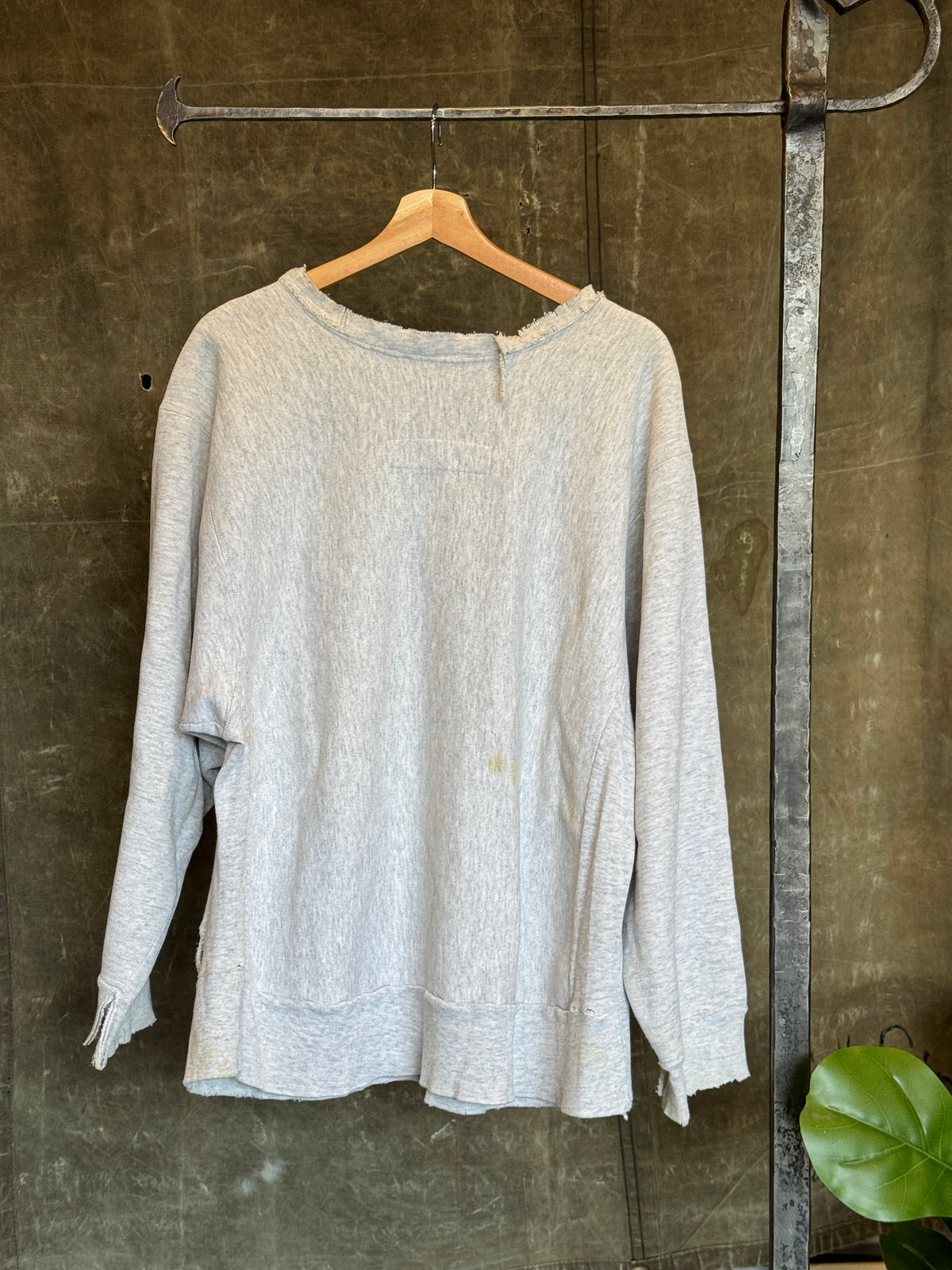Vintage CHAMPION 'USMA' Grey Reverse Weave Sweatshirt Sz. L/XL
