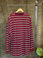 Vintage 1990s POLO RALPH LAUREN Striped Burgundy Shirt Sz. XL