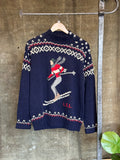 Vintage LAUREN RALPH LAUREN Skiing Novelty Festive Knitted Sweater Sz. M