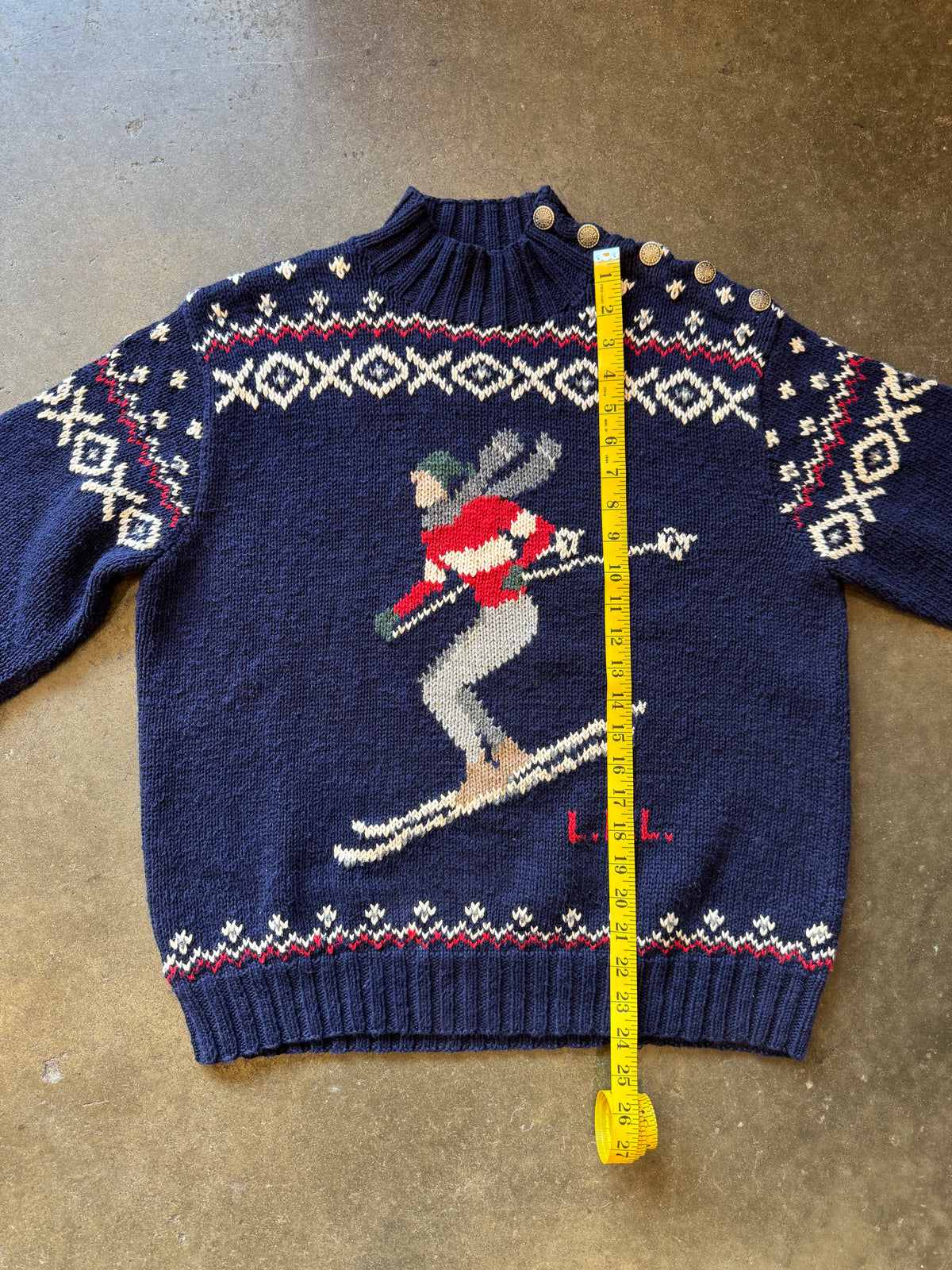 Vintage LAUREN RALPH LAUREN Skiing Novelty Festive Knitted Sweater Sz. M