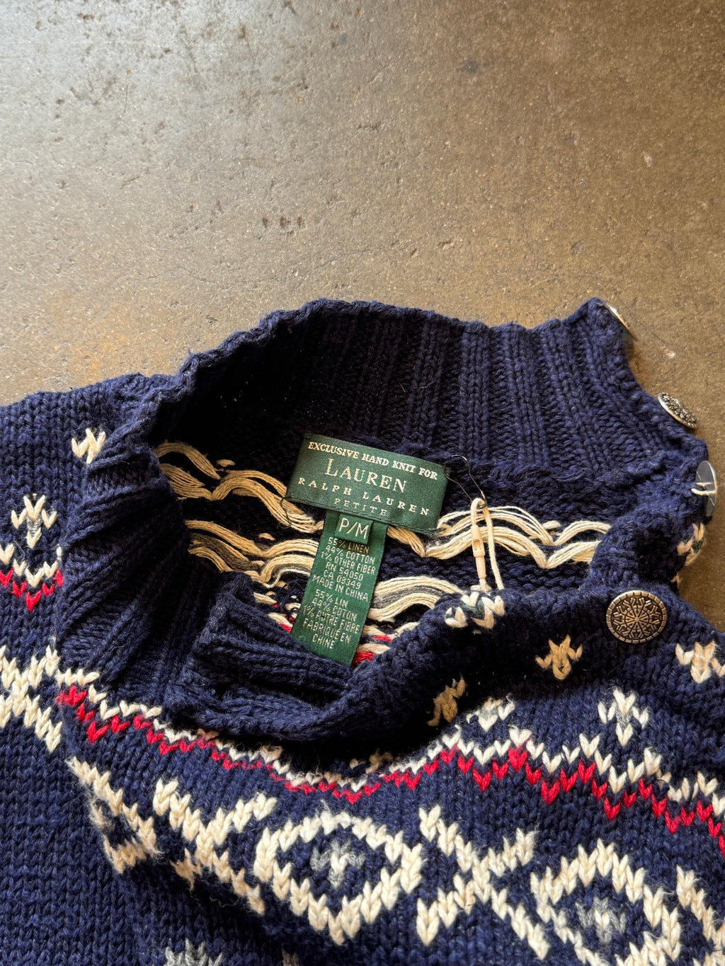 Vintage LAUREN RALPH LAUREN Skiing Novelty Festive Knitted Sweater Sz. M