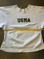Vintage CHAMPION 'USMA' Grey Reverse Weave Sweatshirt Sz. L/XL