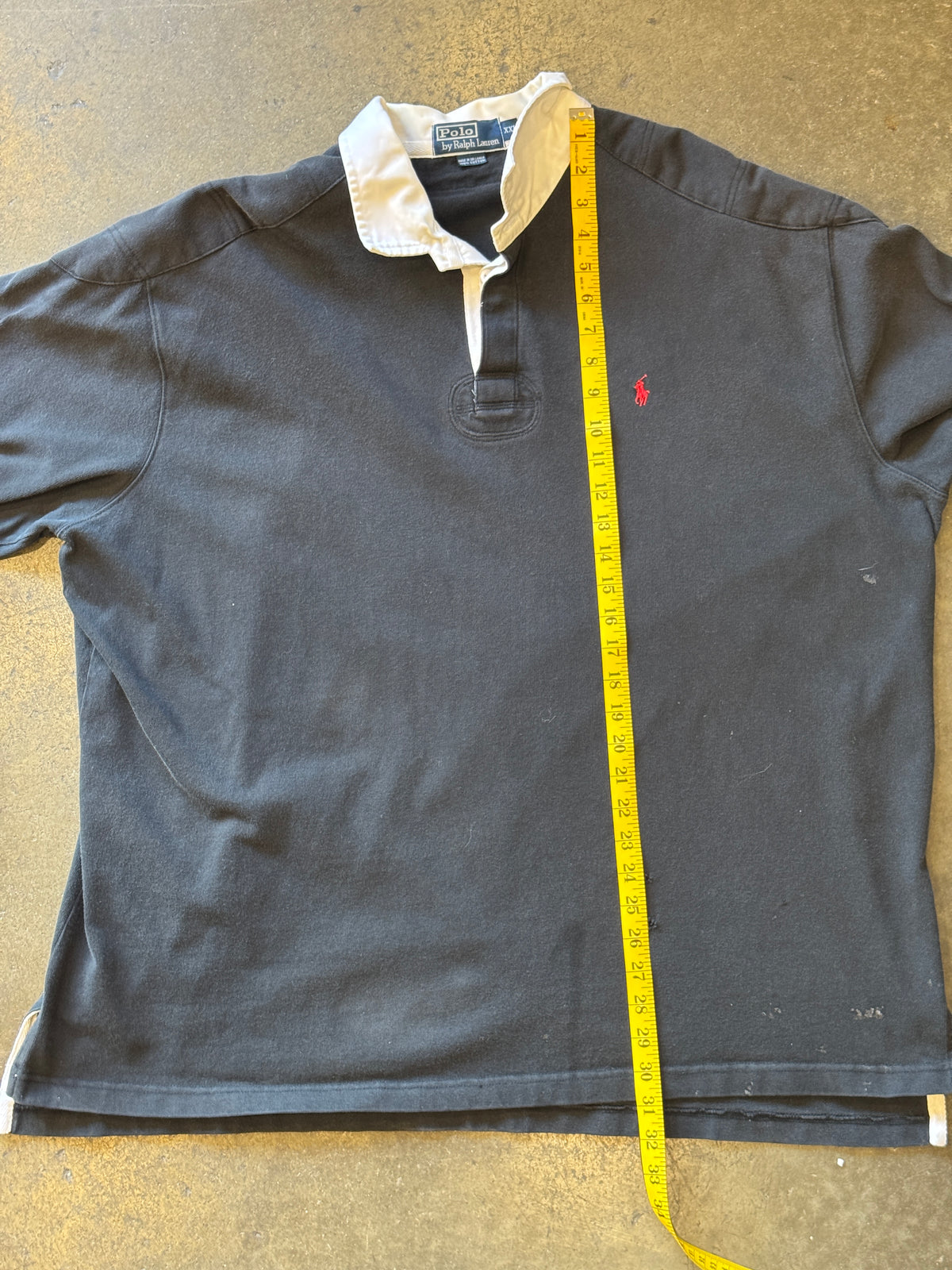 Vintage 1990s RALPH LAUREN POLO Black Rugby Shirt Sz. 2XL