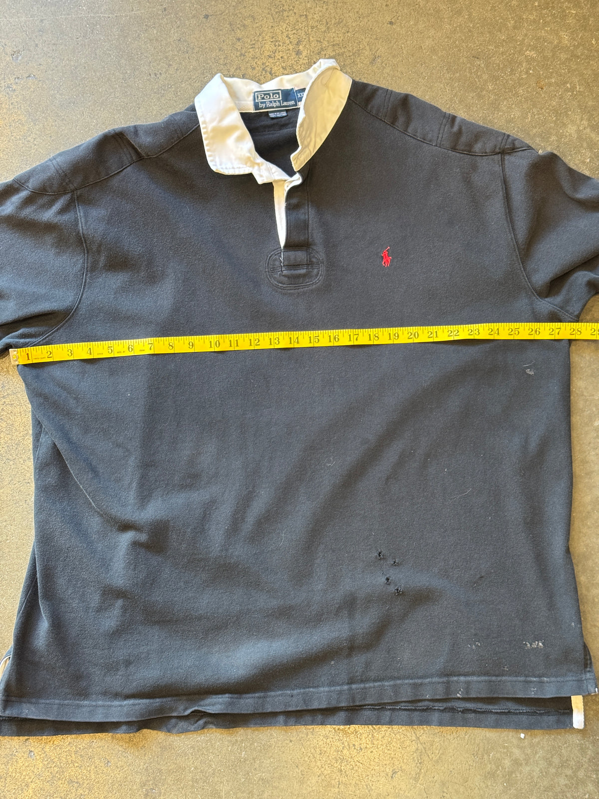 Vintage 1990s RALPH LAUREN POLO Black Rugby Shirt Sz. 2XL