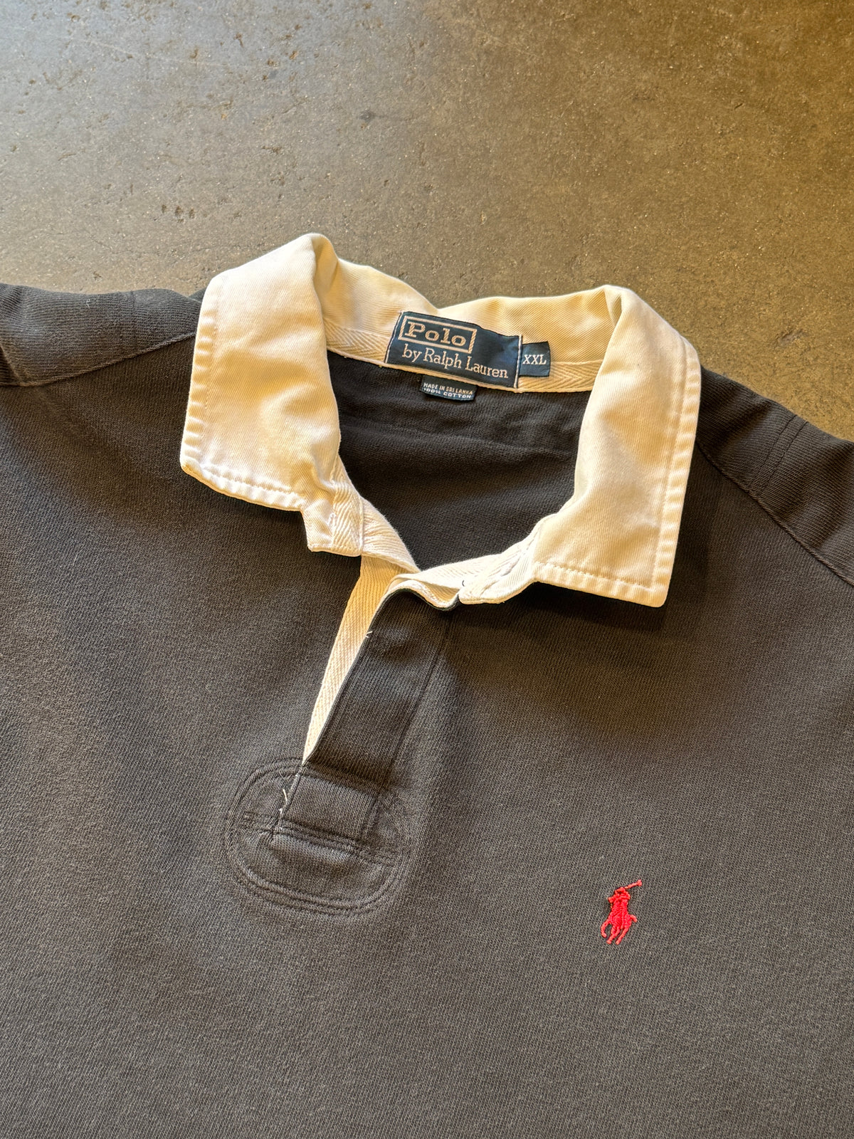 Vintage 1990s RALPH LAUREN POLO Black Rugby Shirt Sz. 2XL