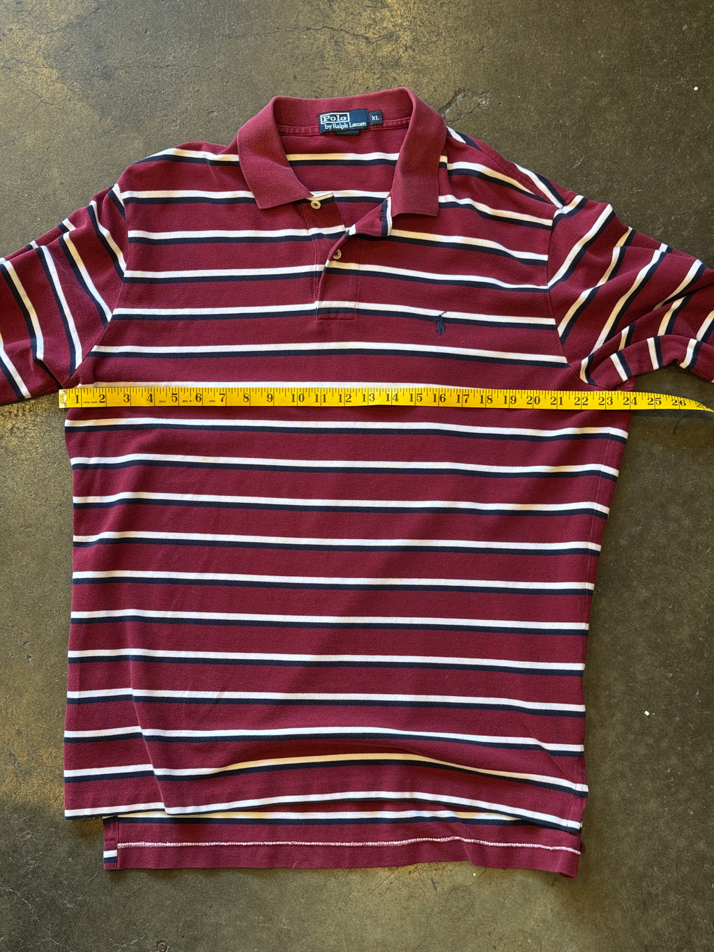 Vintage 1990s POLO RALPH LAUREN Striped Burgundy Shirt Sz. XL