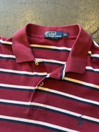 Vintage 1990s POLO RALPH LAUREN Striped Burgundy Shirt Sz. XL