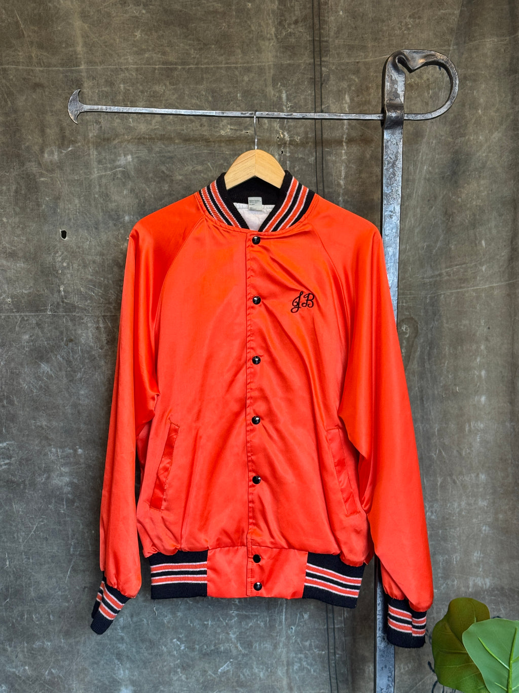 Vintage 1980s KIRO SPORTS TV Orange Satin Chain Stitched Coaches Jacket Sz. L