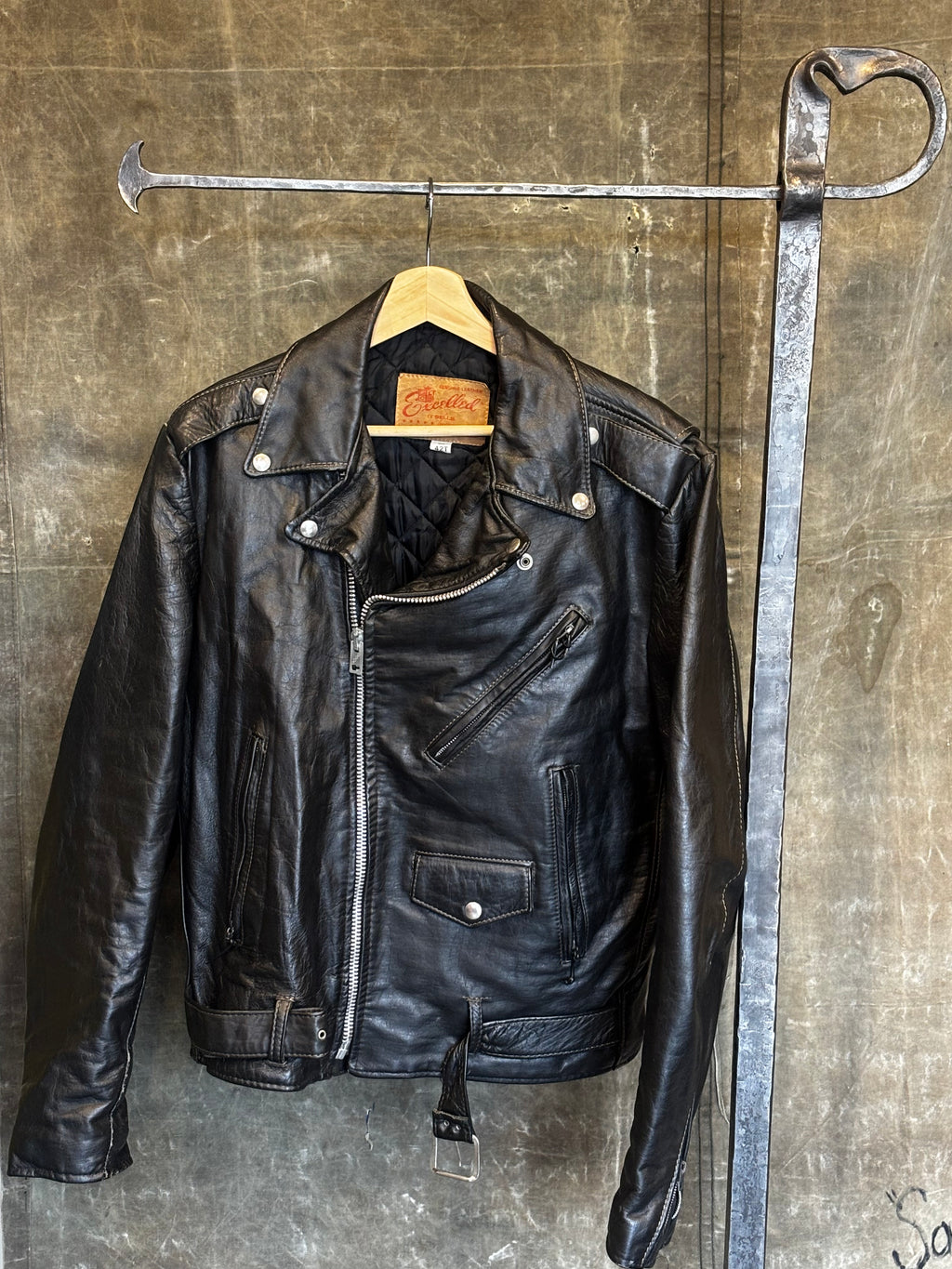 Vintage 1960s EXCELLED LEATHER Motorcycle Jacket Sz. 42(T)