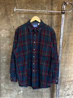 Vintage 1970s PENDLETON Wool Loop Collar Board Shirt Sz L