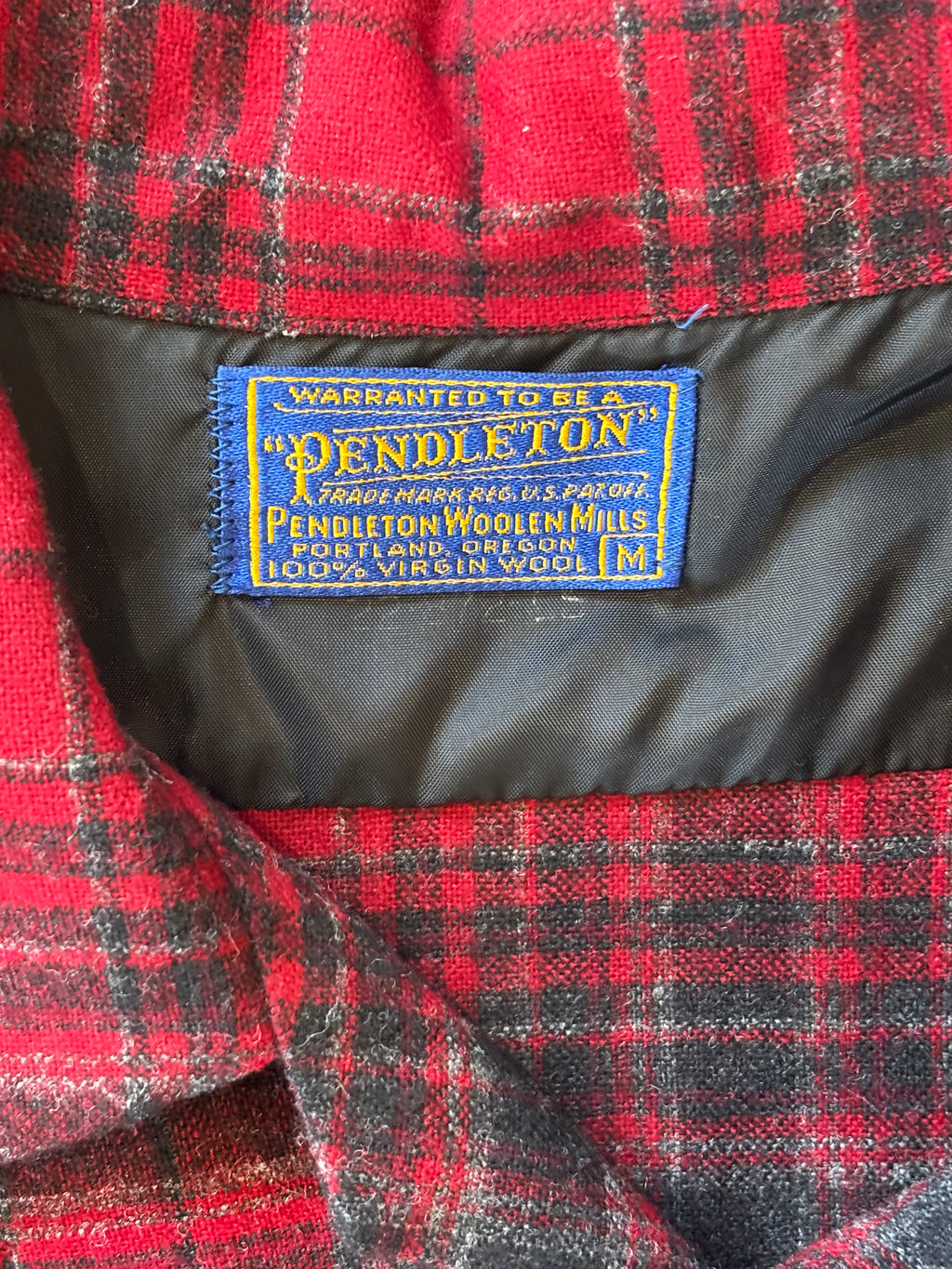 Vintage 1960s PENDLETON Wool Shadow Plaid Pendleton Board Shirt Sz M