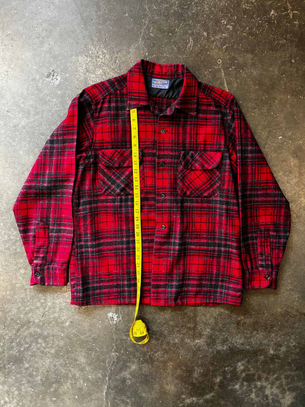 Vintage 1960s PENDLETON Wool Shadow Plaid Pendleton Board Shirt Sz M