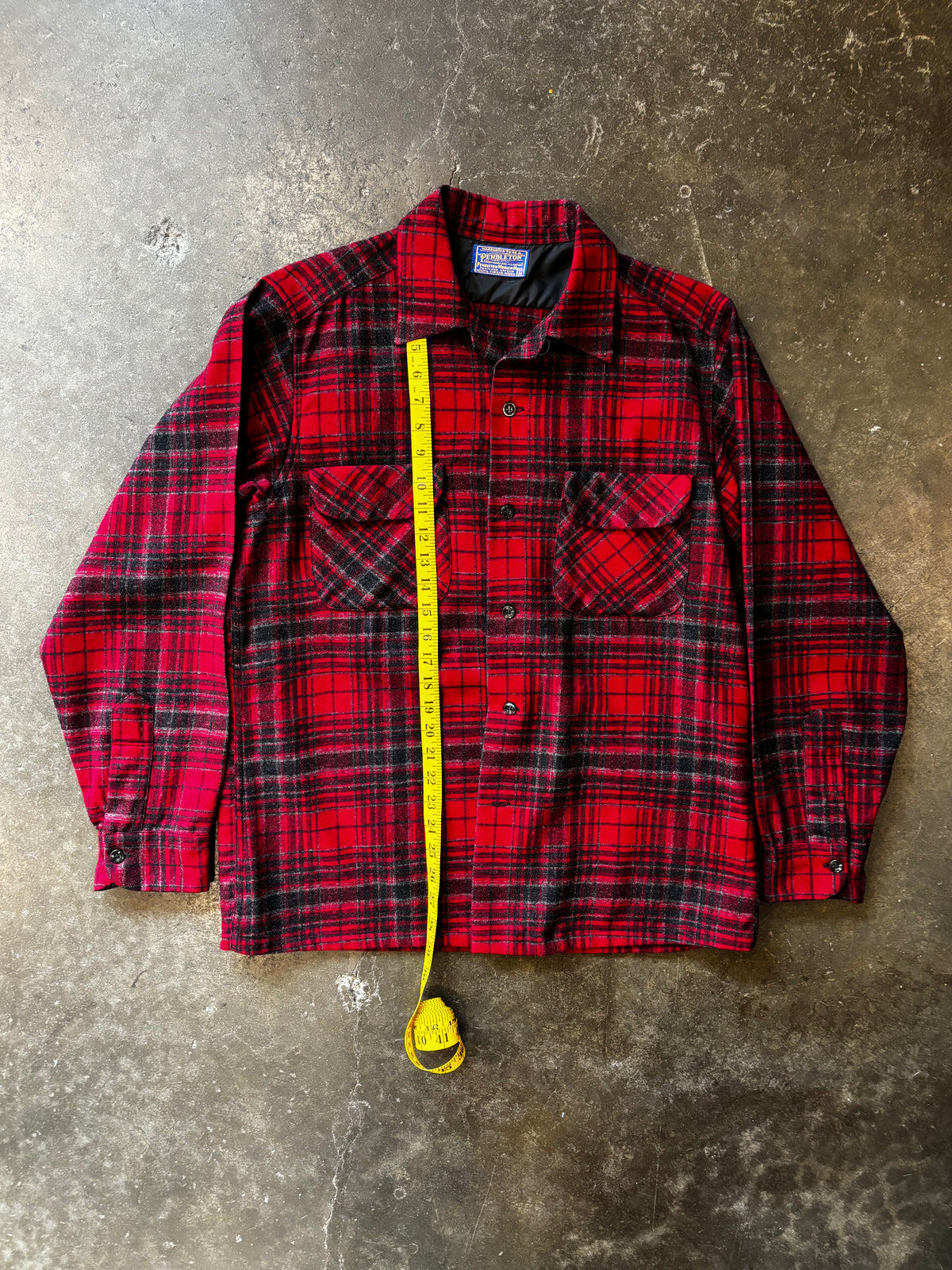 Vintage 1960s PENDLETON Wool Shadow Plaid Pendleton Board Shirt Sz M