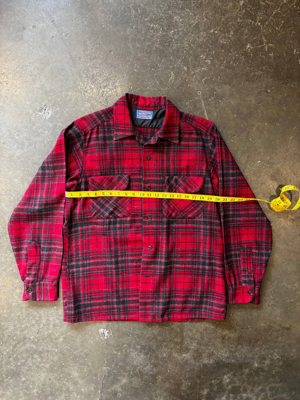 Vintage 1960s PENDLETON Wool Shadow Plaid Pendleton Board Shirt Sz M