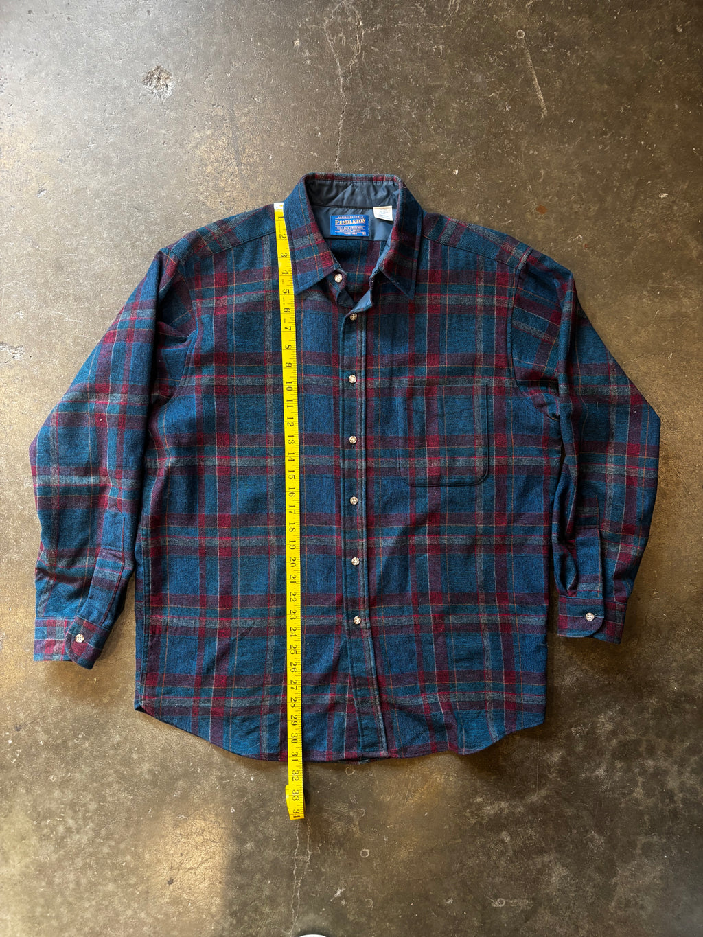 Vintage 1970s PENDLETON Wool Loop Collar Board Shirt Sz L