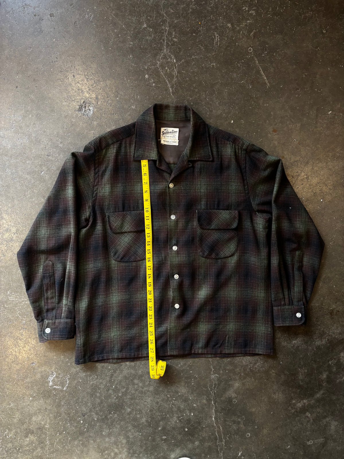 Vintage 1960s GOLDEN LINE Shadow Plaid Flannel Button-Ups Sz L