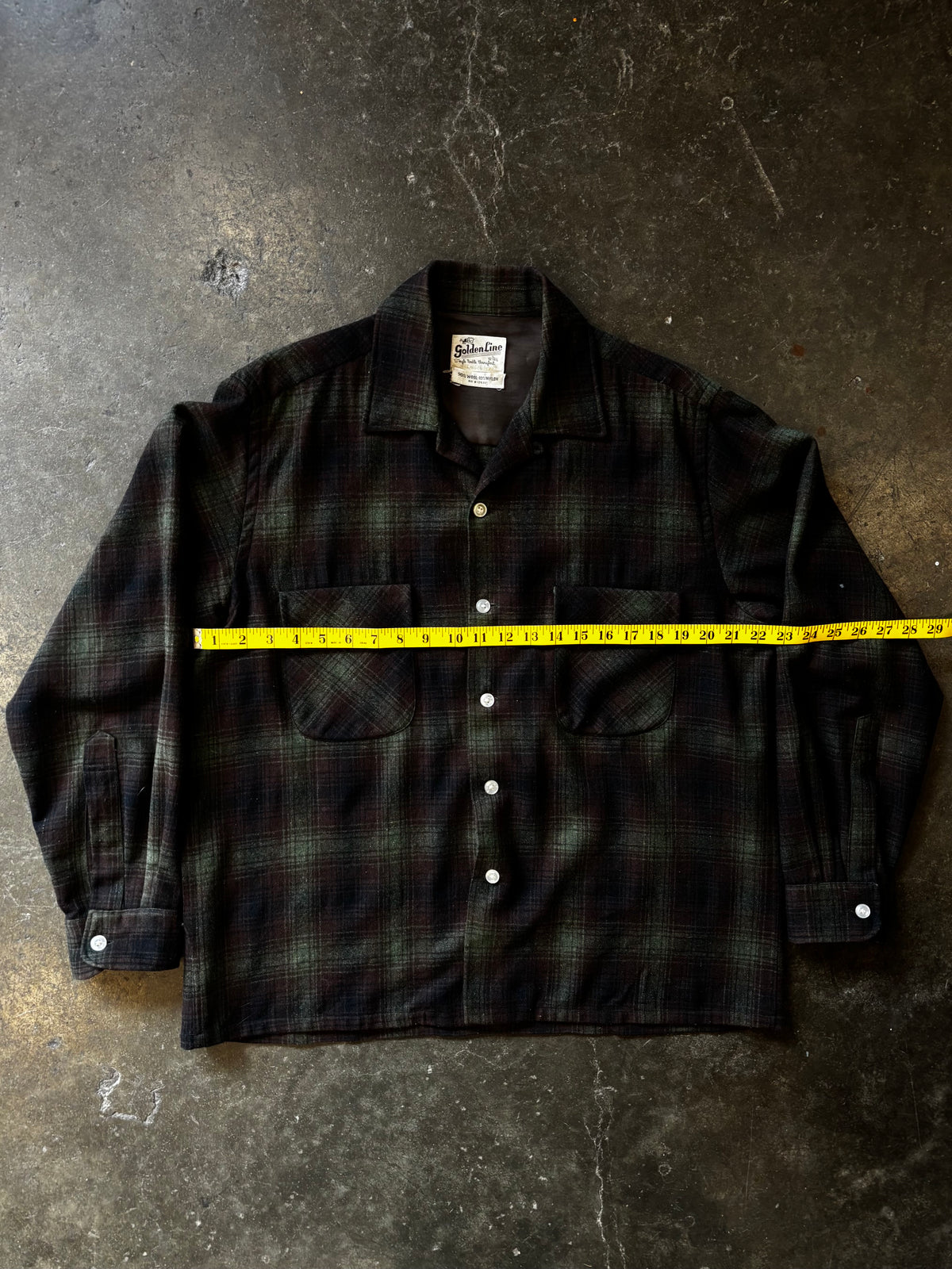 Vintage 1960s GOLDEN LINE Shadow Plaid Flannel Button-Ups Sz L