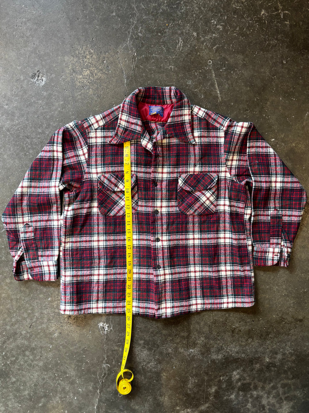Vintage 1980s PENDLETON Wool Loop Collar Board Shirt Sz XL
