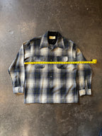 Vintage 1970s TOWNCRAFT Wool Shadow Plaid Board Shirt Sz L