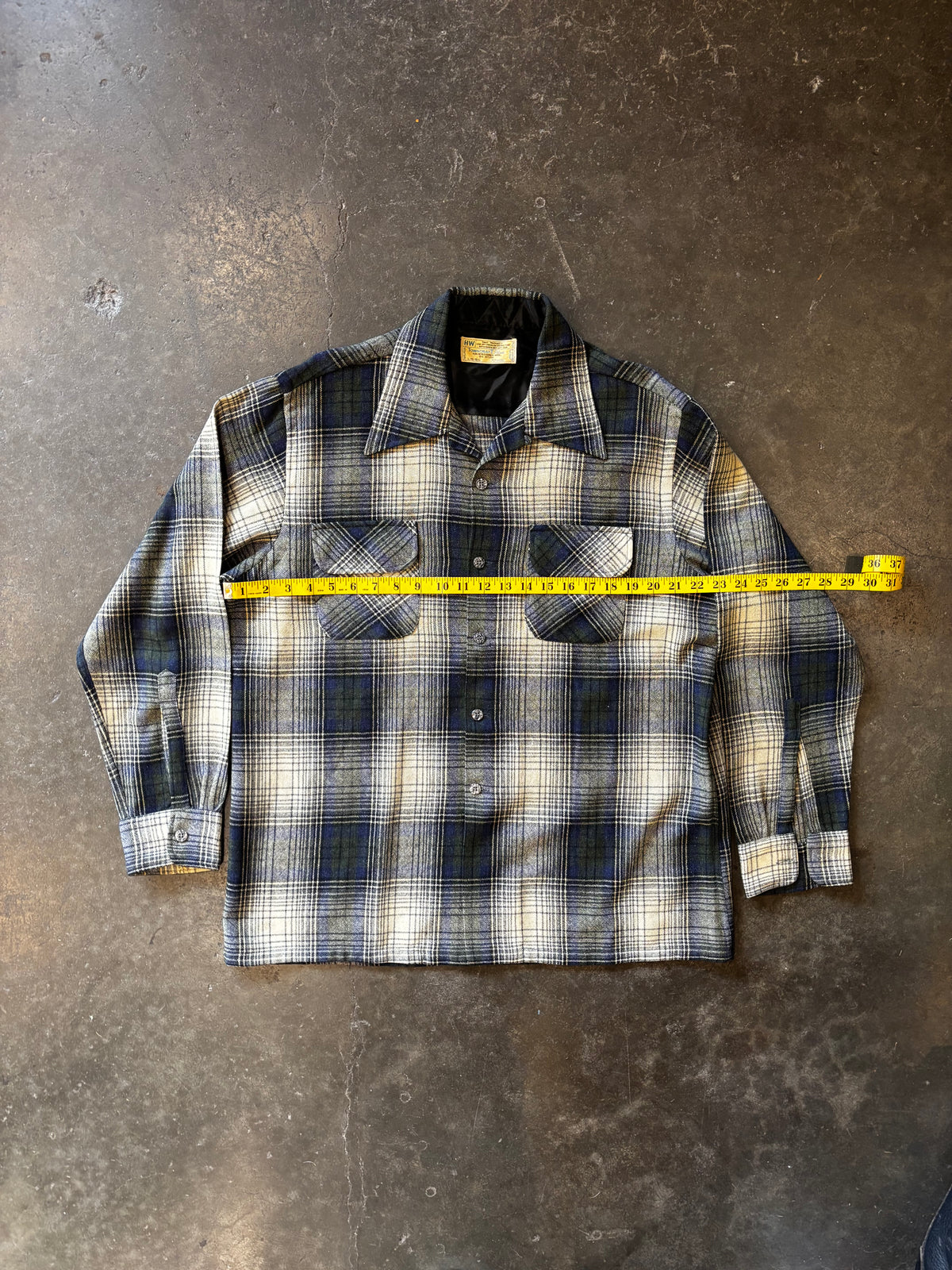Vintage 1970s TOWNCRAFT Wool Shadow Plaid Board Shirt Sz L