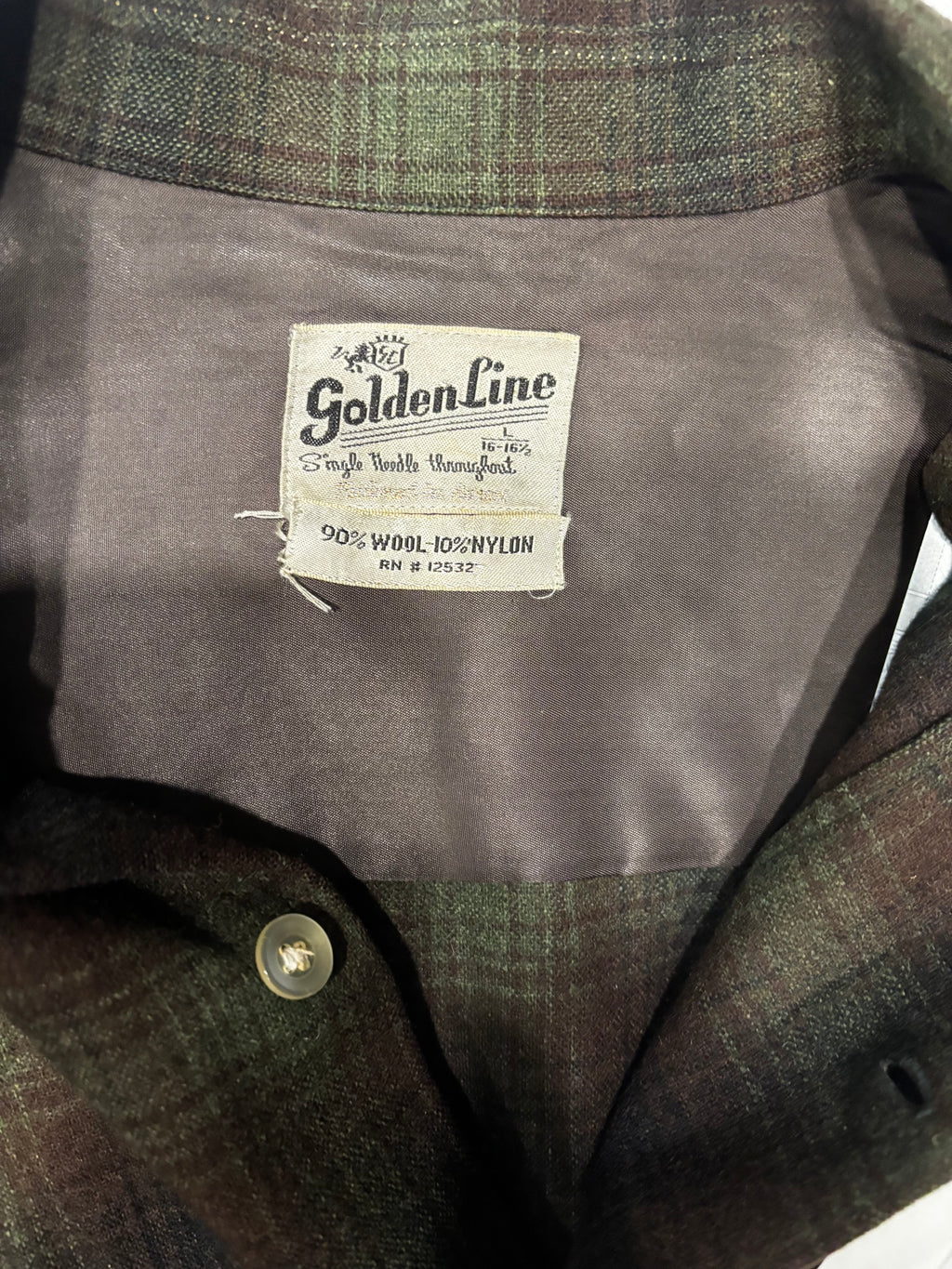 Vintage 1960s GOLDEN LINE Shadow Plaid Flannel Button-Ups Sz L