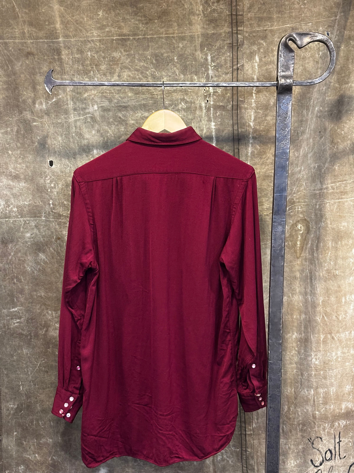 Vintage 40s/50s FARNSBY Burgundy Pearl Snap Button-Up Sz M
